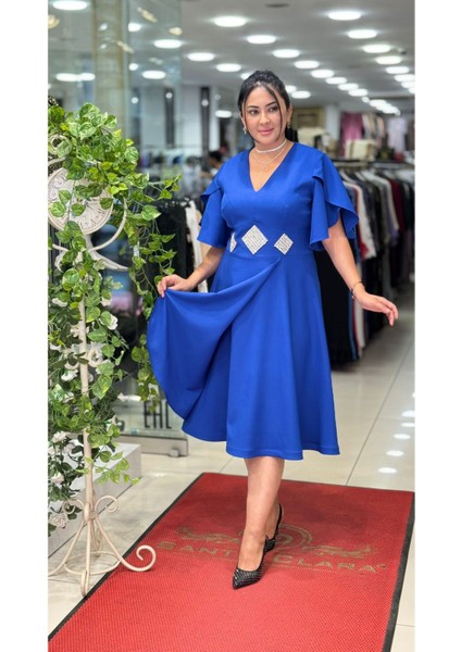 Büyük Beden Abiye Elbise – Melek Kol Şık Gece ve Davet Elbisesi