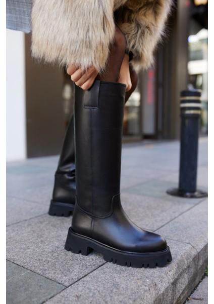 Zelly Kadın Siyah Gercek Deri Eva Taban Çizme modelleri