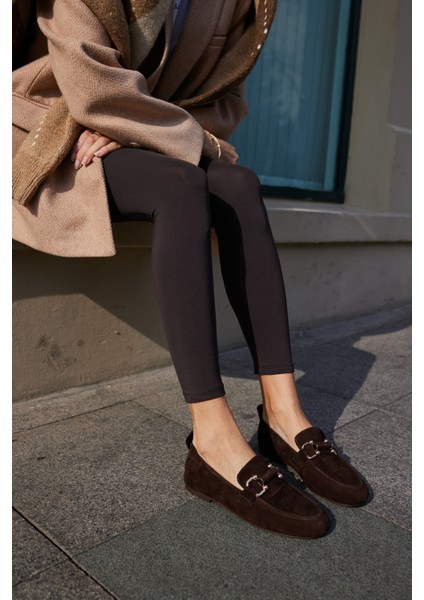 Piccoli Kadın Siyah Gercek Suet Tokali Loafer