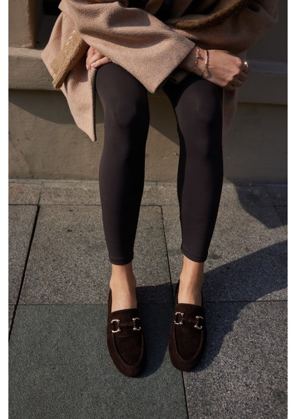 Piccoli Kadın Siyah Gercek Suet Tokali Loafer modelleri