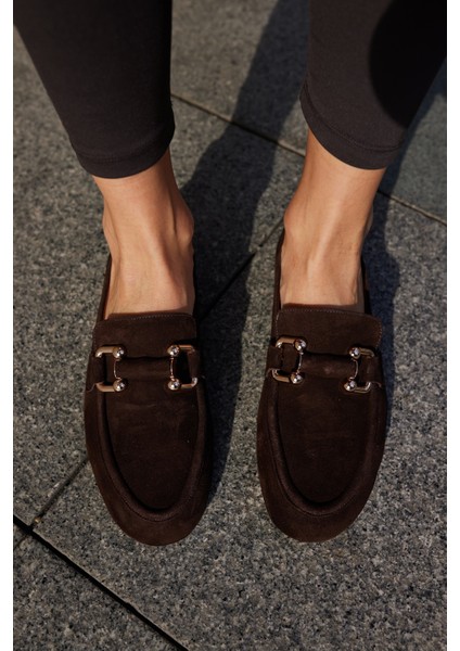 Piccoli Kadın Siyah Gercek Suet Tokali Loafer