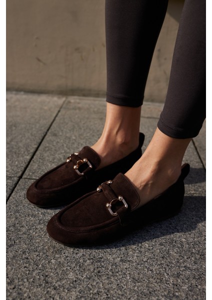 Piccoli Kadın Siyah Gercek Suet Tokali Loafer