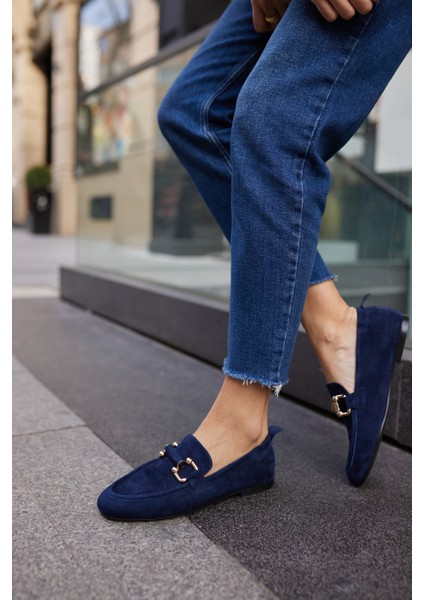 Piccoli Kadın Siyah Gercek Suet Tokali Loafer