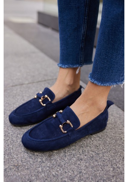 Piccoli Kadın Siyah Gercek Suet Tokali Loafer