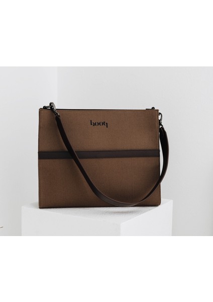 Kahverengi Kadın Orta Boy Kanvas Omuz ve El Çantası