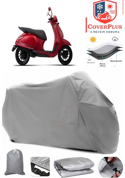 Bajaj Chetak Gri Motorsiket Brandası Motor Örtüsü Çadır Su Geçirmez Motosiklet Kılıfı Motor Brandası