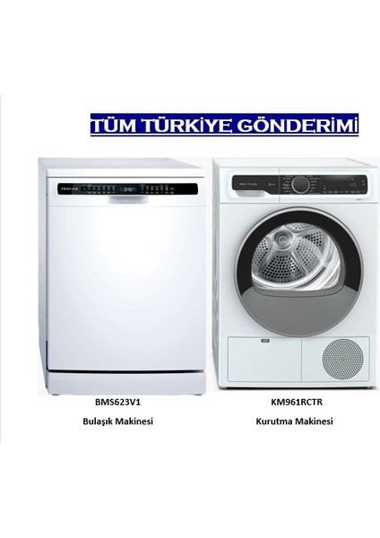 2 Li Set Bulaşık Makinesi ( 13 Kişilik 6 Programlı) ve 9kg Kurutma Makinesi (Isı Pompalı) TÜM TÜRKİYE GÖNDERİMİ