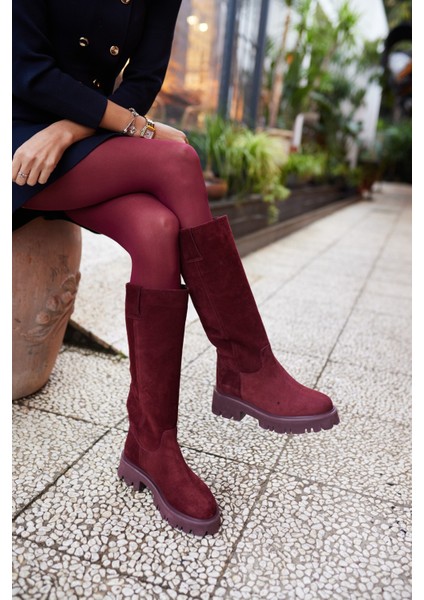 Zelly Kadın Siyah Gercek Deri Eva Taban Çizme