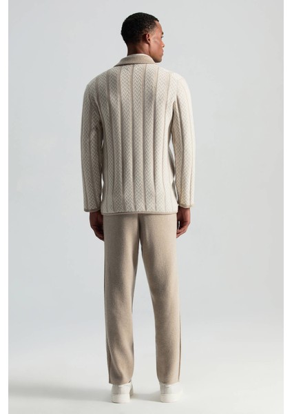 Kaşmir-Ipek-Yün Karışım M Desenli Açık Bej Triko Blazer Ceket indirimleri