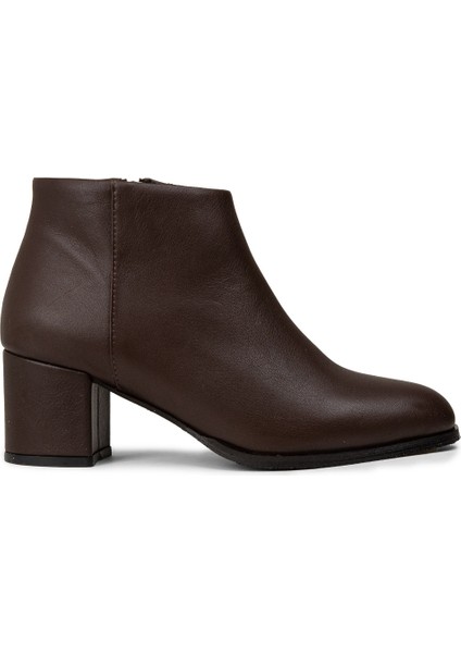 Kadın Hakiki Deri Kahverengi Fermuarlı Bot - A3324ZKHVC01