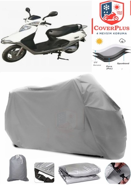 Arora Ar 100T-2B Gri Motorsiket Brandası Motor Örtüsü Çadır Su Geçirmez Motosiklet Kılıfı Motor Brandası