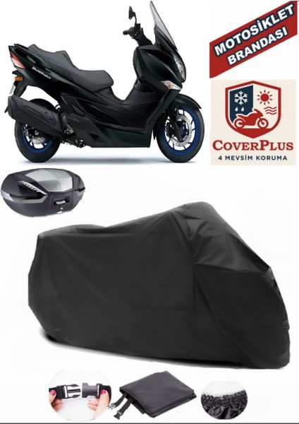 Suzuki Burgman An 400 Siyah Arka Çanta Uyumlu Motorsiket Brandası Motor Örtüsü Çadır Su Geçirmez Motosiklet Kılıfı Motor Brandası