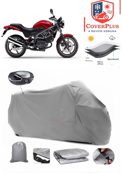 Honda Vtr 250 Arka Çanta Uyumlu (Gri) Motorsiket Brandası Motor Örtüsü Çadır Su Geçirmez Motosiklet Kılıfı Motor Brandası