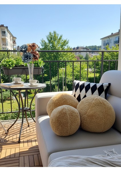 3' Lü Top Kırlent / Yastık 2 Büyük Hardal/ 1 Küçük Hardal ( 42CM / 25CM)