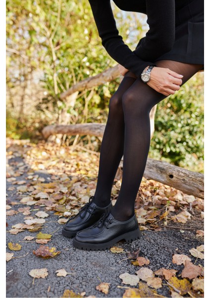 Kristel Kadın Lacivert Gercek Deri Bagcıklı Loafer Ayakkabi fiyatları