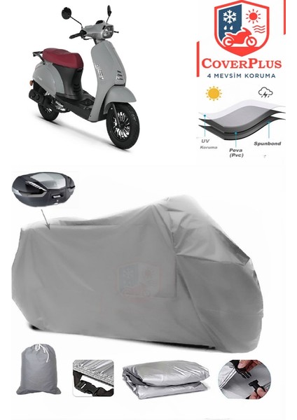 Kuba Bluebird Arka Çanta Uyumlu (Gri) Motorsiket Brandası Motor Örtüsü Çadır Su Geçirmez Motosiklet Kılıfı Motor Brandası