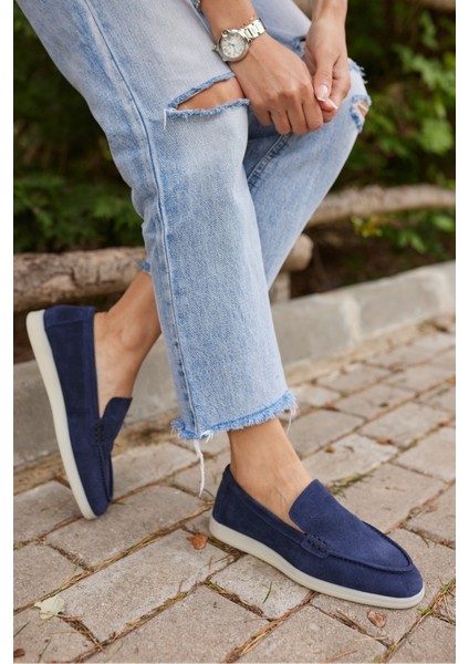Amor Kadın Tutun Nude Gercek Suet Loafer Ayakkabı