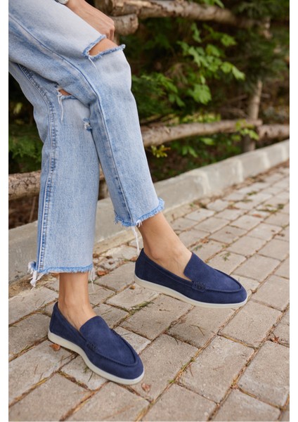 Amor Kadın Tutun Nude Gercek Suet Loafer Ayakkabı