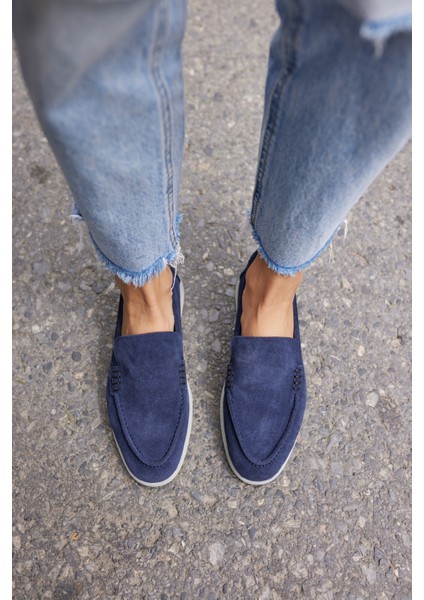 Amor Kadın Tutun Nude Gercek Suet Loafer Ayakkabı