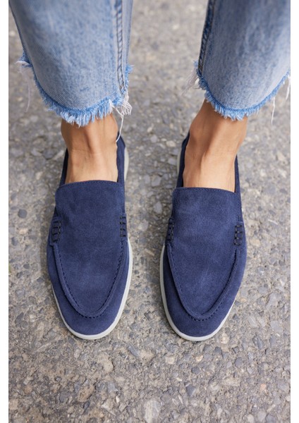 Amor Kadın Tutun Nude Gercek Suet Loafer Ayakkabı