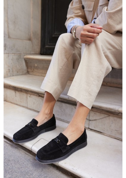 Lugo Kadın Kahve Gercek Suet Loafer Ayakkabi