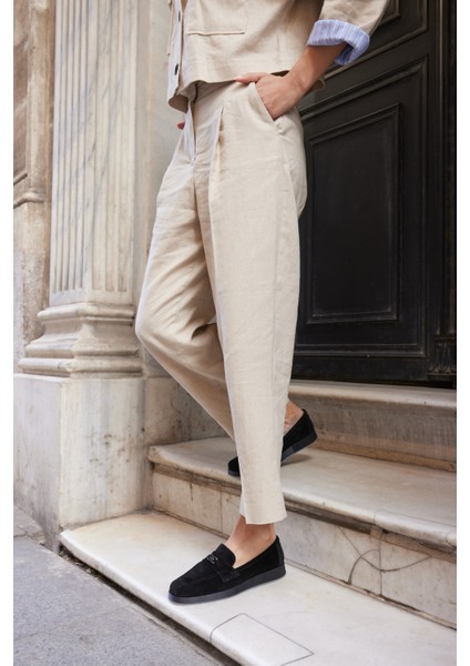 Lugo Kadın Kahve Gercek Suet Loafer Ayakkabi