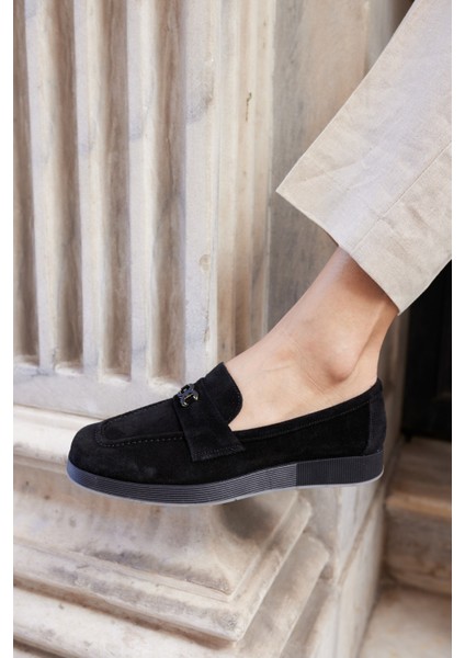 Lugo Kadın Kahve Gercek Suet Loafer Ayakkabi