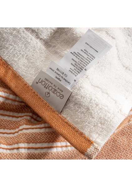 Elis 3'lü Kurulama Havlusu %100 Pamuklu Iplik Boyalı Özel Dokuma Terra-Krem 40X60 cm