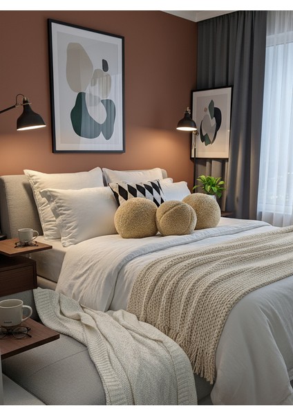 3' Lü Top Kırlent / Yastık 2 Büyük Hardal/ 1 Küçük Hardal ( 42CM / 25CM)