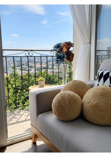 3' Lü Top Kırlent / Yastık 2 Büyük Hardal/ 1 Küçük Hardal ( 42CM / 25CM)