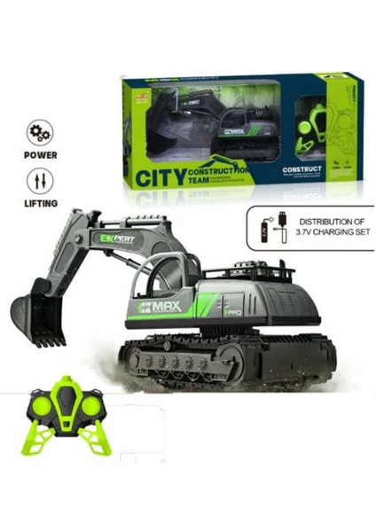 Iş Makinaları Serisi - Şarjlı Uzaktan Kumandalı Excavator - Yeşil