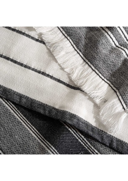 Elis 3'lü Kurulama Havlusu %100 Pamuklu Iplik Boyalı Özel Dokuma Siyah-Krem 40X60 cm