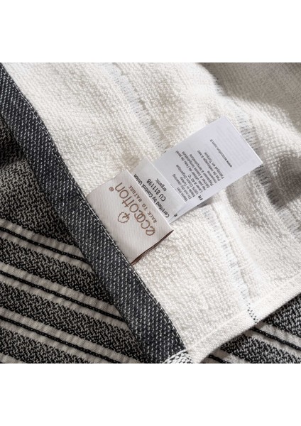 Elis 3'lü Kurulama Havlusu %100 Pamuklu Iplik Boyalı Özel Dokuma Siyah-Krem 40X60 cm