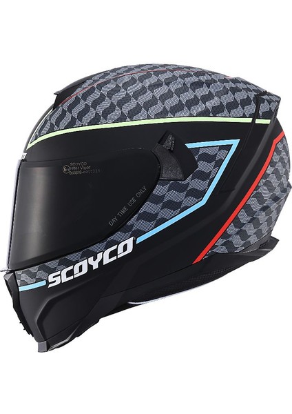 Motosiklet Double ve Güneş Vizörlü Full Face Kask Ce Motor Kaskı Lightning