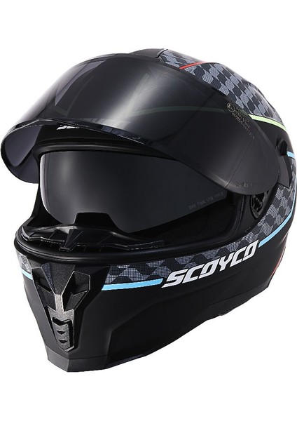 Motosiklet Double ve Güneş Vizörlü Full Face Kask Ce Motor Kaskı Lightning modelleri