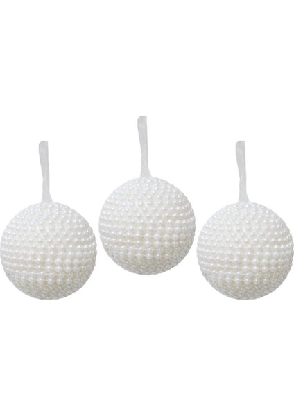 Yılbaşı Topu Inci Kaplama Çam Ağacı Süsü Beyaz 8 cm 3'lü fiyatları