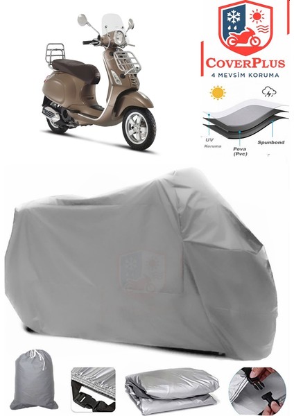 Vespa Primavera 50 Touring Gri Motorsiket Brandası Motor Örtüsü Çadır Su Geçirmez Motosiklet Kılıfı Motor Brandası