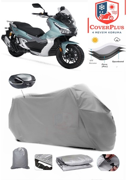 Rks Freccia 150 Arka Çanta Uyumlu (Gri) Motorsiket Brandası Motor Örtüsü Çadır Su Geçirmez Motosiklet Kılıfı Motor Brandası