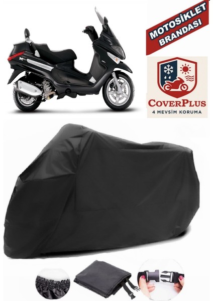 Piaggio X9 200 Siyah Motorsiket Brandası Motor Örtüsü Çadır Su Geçirmez Motosiklet Kılıfı Motor Brandası