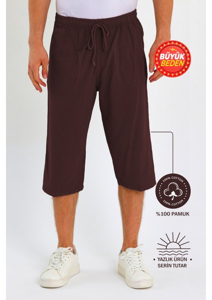 Erkek Büyük Beden %100 Pamuk Keten Görünümlü Kapri E203-16