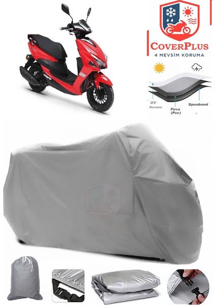 Kuba Pesaro 125 x Gri Motorsiket Brandası Motor Örtüsü Çadır Su Geçirmez Motosiklet Kılıfı Motor Brandası