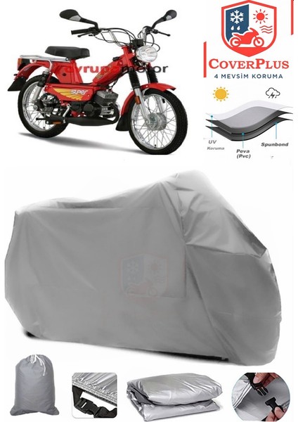 Mobylette Super 52 Gri Motorsiket Brandası Motor Örtüsü Çadır Su Geçirmez Motosiklet Kılıfı Motor Brandası