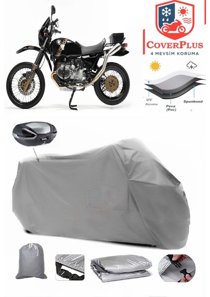 Bmw R 100 Gs Arka Çanta Uyumlu (Gri) Motorsiket Brandası Motor Örtüsü Çadır Su Geçirmez Motosiklet Kılıfı Motor Brandası