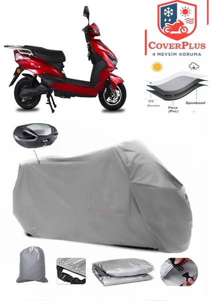 Stmaxtempo 3000 Arka Çanta Uyumlu (Gri) Motorsiket Brandası Motor Örtüsü Çadır Su Geçirmez Motosiklet Kılıfı Motor Brandası