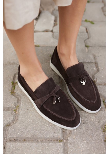 Casado Kadın Bej Gercek Suet Loafer Ayakkabi