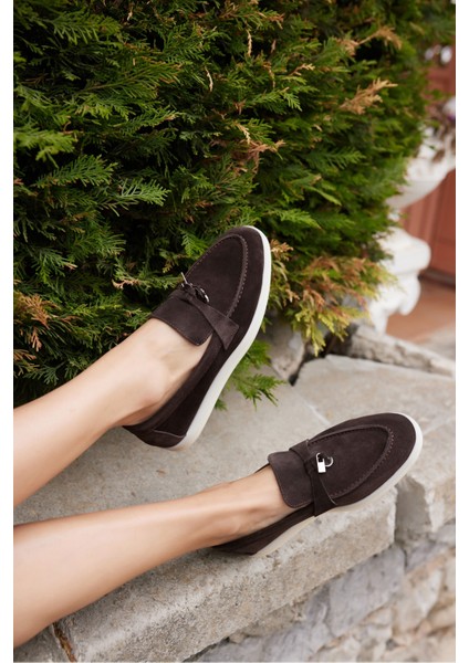 Casado Kadın Bej Gercek Suet Loafer Ayakkabi