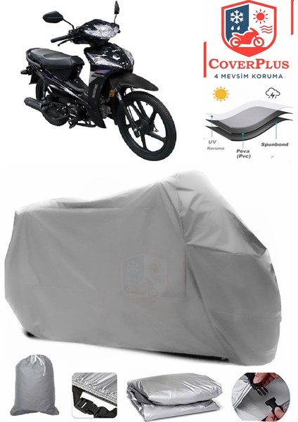 Kral Motor Kr-50 Burn Gri Motorsiket Brandası Motor Örtüsü Çadır Su Geçirmez Motosiklet Kılıfı Motor Brandası