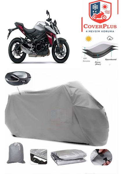 Suzuki Gsx-S 950 Arka Çanta Uyumlu (Gri) Motorsiket Brandası Motor Örtüsü Çadır Su Geçirmez Motosiklet Kılıfı Motor Brandası