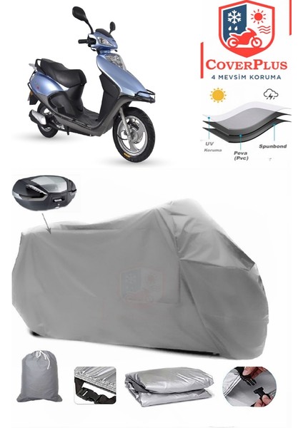 Arora Vesta 50 Arka Çanta Uyumlu (Gri) Motorsiket Brandası Motor Örtüsü Çadır Su Geçirmez Motosiklet Kılıfı Motor Brandası