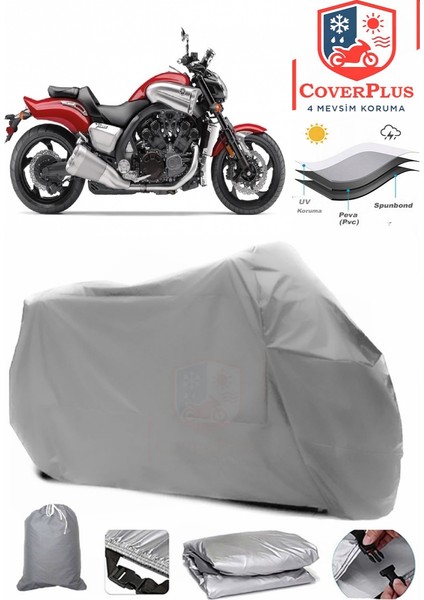 Yamaha Vmax Gri Motorsiket Brandası Motor Örtüsü Çadır Su Geçirmez Motosiklet Kılıfı Motor Brandası